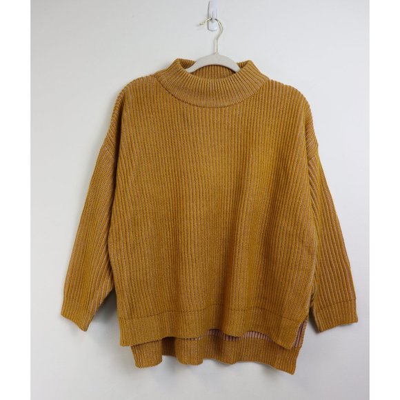 NWT Topshop Mock Neck High Low Sweater Mustard S - Picture 4 of 8